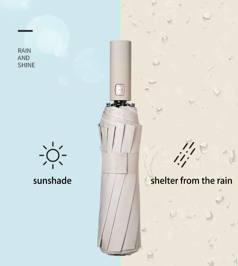 Guarda-chuva masculino e feminino, reforçado, forte e durável, resistente ao vento, protetor solar anti-UV.
