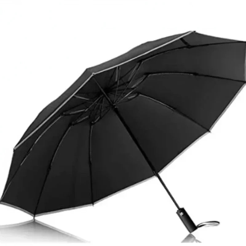Homens Mulheres Guarda-chuva dobrável reverso totalmente automático com faixa refletiva à prova de vento UV Guarda-chuvas