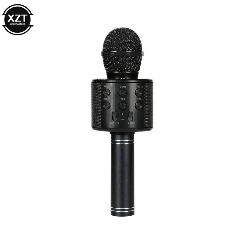 Novo microfone de karaokê sem fio bluetooth portátil alto-falante portátil casa ktv player com luz led função de gravação infantil